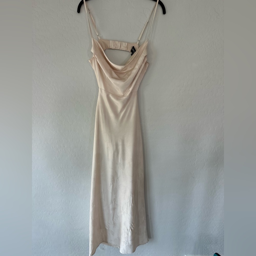 Kittenish‎ Cream Slip Citrus Dress Cowl Neck Sleeveless - Picture 3 of 8